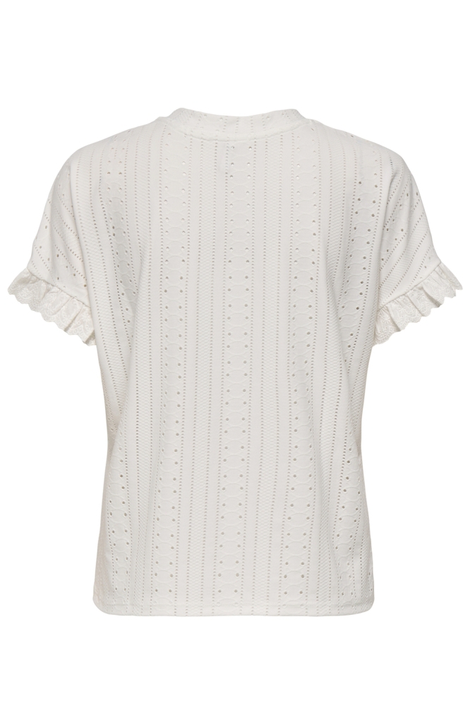 ONLSMILLA S/S FRILL MIX TOP CS JRS 15353355 Cloud Dancer